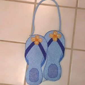 Beaded flip flop handbag with matching coin purse